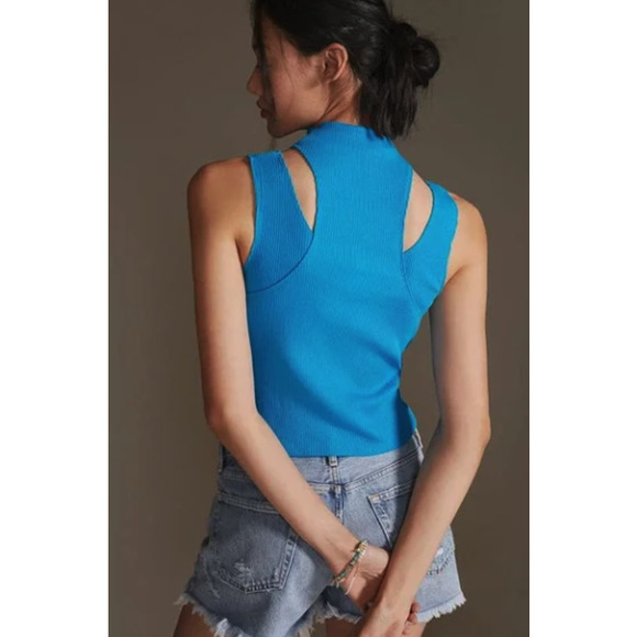 Anthropologie Layered Cutout Tank in Blue Size XL NWT - Picture 2 of 6